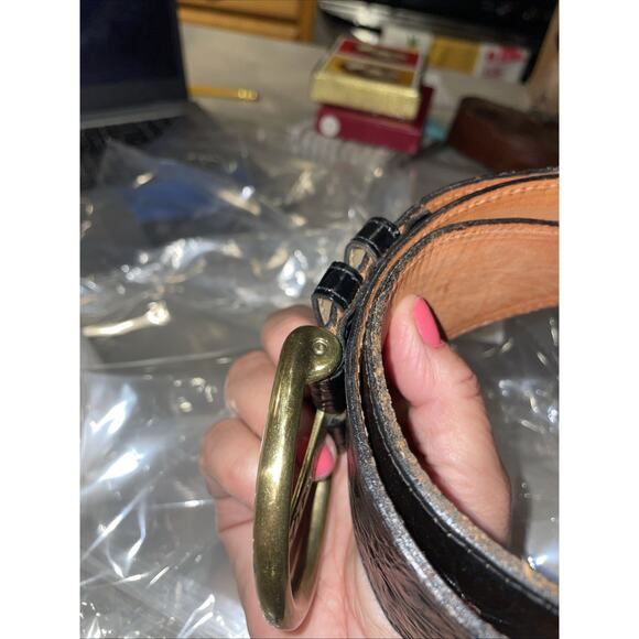 VTG Omega Black Croc Embossed 2.2 Wide 38.5”Leather Belt Size M Made in America - Picture 12 of 12